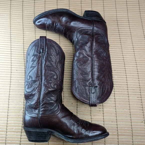 Dan Post boots Milwaukee men\'s sz 9D black cherry/burgundy leather round toe. Gr main image 4